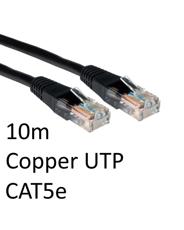 RJ45 (M) to RJ45 (M) CAT5e 10m Black OEM Moulded Boot Copper UTP Network Cable