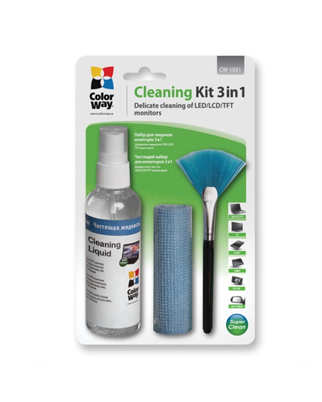 Colorway Multipurpose 3 in 1 Cleaner Set with Microfiber Cloth for Screen and Monitor