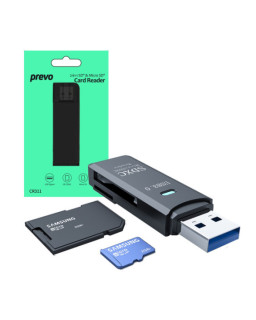 Prevo CR311 USB 3.0 Card Reader, High-speed Memory Card Adapter Supports SD/Micro SD/TF/SDHC/SDXC/MMC, Compatible with Windows, OS, Black