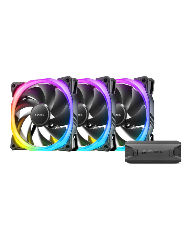 Antec Fusion 120mm ARGB 3 Fan Pack, Black, 3x120mm ARGB Fans, Upto 2000RPM, 57.93CFM Airflow, 31.24dB Max, 4-pin PWM 3-pin LED