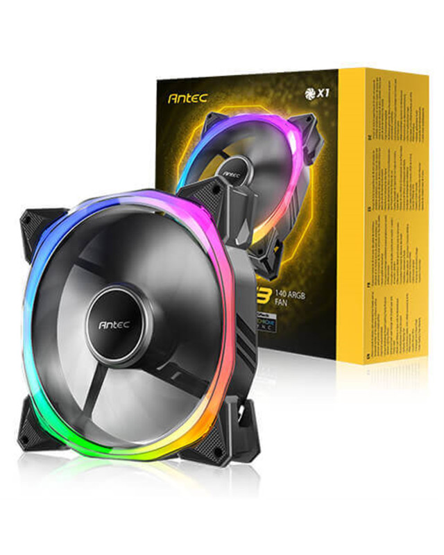 Antec Fusion T3 140mm ARGB PWM Case Fan - Hydraulic Bearing, 600-1500 RPM, Black
