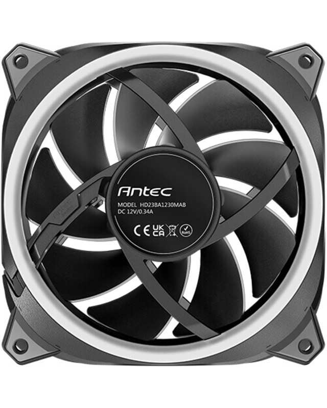 Antec Neo Prizm T3 120 ARGB PWM Case Fan - Hydro Bearing, 600-2000 RPM, Black