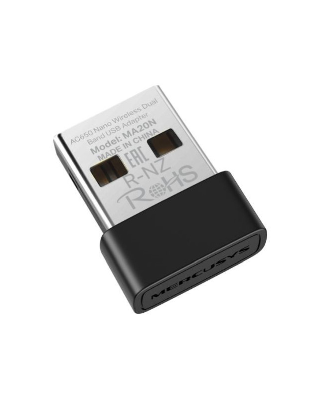 Mercusys (MA20N) AC650 Nano Wireless Dual Band USB Adapter, WPA3 Security