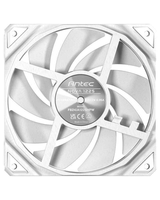 Antec NOVA 120 PWM Fan, White, High-Performance Cooling with Fluid Dynamic Bearing, Precise Three-Phase Speed Control, Industrial-Grade Metal Construction, and Dustproof Design