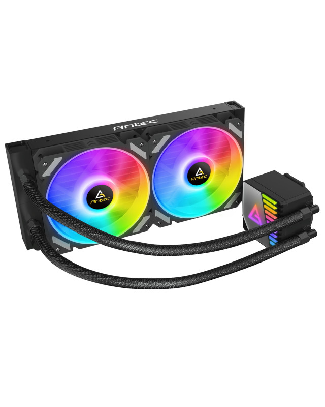 ANTEC Symphony 240 AiO Liquid CPU Cooler, Universal Socket, 240mm Radiator, PWM 1600RPM Cooling Fans, Addressable RGB LED Lighting with Chromatic ARGB Lighting Pump Head
