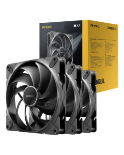 Antec Tranquil 140 PWM Case Fan, 3 Pack, Fluid Dynamic Bearing, 450-1500 RPM, Black