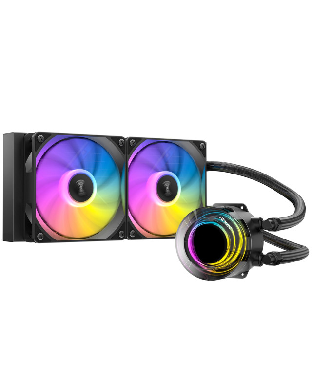 Antec Vortex Lum 240 ARGB CPU Liquid Cooler - Intel & AMD Compatible, 2 x 120mm ARGB Fans, Suspended Spiral Pump Head, Enhanced Cooling Performance