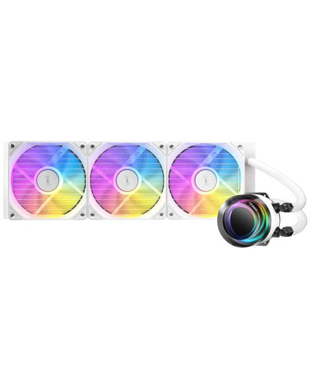 Antec Vortex Lum 360 ARGB White CPU Liquid Cooler - Intel & AMD Compatible, 3 x 120mm ARGB Fans, Suspended Spiral Pump Head, Enhanced Cooling Performance