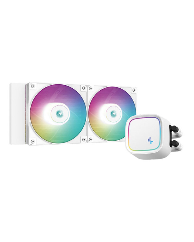 DeepCool LE520 White Universal AiO Cooler with 2 x 120mm ARGB PWM Fans, Copper Heatsink, Aluminium Radiator, Intel/ AMD Compatible