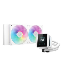 DeepCool Mystique 240 WH ARGB Liquid CPU Cooler with 2.83" TFT LCD Display, 240mm Radiator, Addressable RGB Fans, Hydro Bearing, and Wide Compatibility for Intel & AMD Sockets