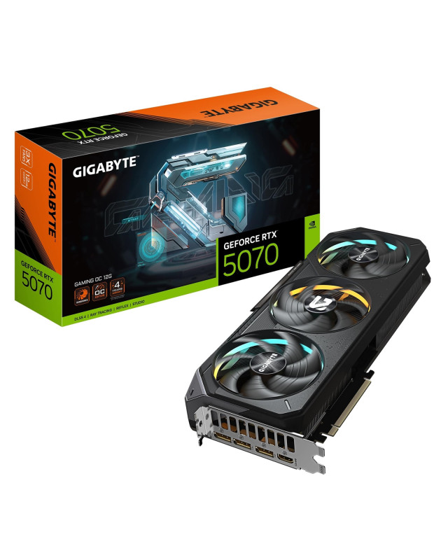 Gigabyte NVIDIA GeForce RTX 5070 GAMING OC 12G Graphics Card, 12GB GDDR7, 6144 CUDA Cores, 2625 MHz Core Clock, Triple Fan, RGB, 3x DisplayPorts / 1x HDMI Port