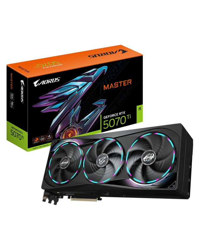 Gigabyte NVIDIA GeForce RTX 5070 Ti AORUS MASTER 16G Graphics Card, 16GB GDDR7, 8960 CUDA Cores, 2588 MHz Core Clock, Triple Fan, RGB, 3x DisplayPorts / 1x HDMI Port