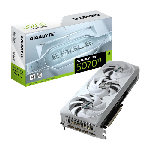 Gigabyte NVIDIA GeForce RTX 5070 Ti EAGLE OC ICE SFF 16G Graphics Card, 16GB GDDR7, 8960 CUDA Cores, 2542 MHz Core Clock, Triple