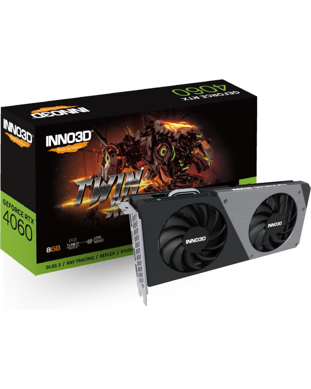 Inno3D NVIDIA GeForce RTX 4060 TWIN X2 Graphics Card, 8GB GDDR6, 3072 CUDA Cores, 2490 MHz Boot Clock, Dual Fan, 3x DisplayPorts / 1x HDMI Port