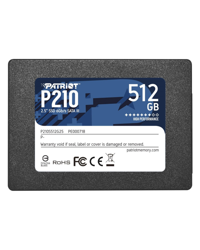 Patriot P210 (P210S512G25) 512GB 2.5 Inch SSD, Sata 3 Interface, Read 520MB/s, Write 430MB/s, 3 Year Warranty