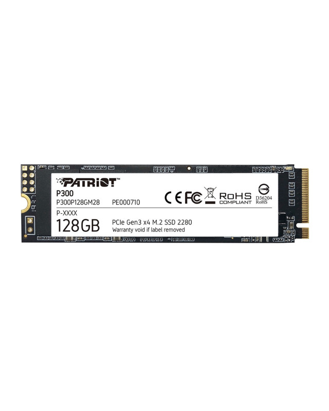 Patriot P300 (P300P128GM28) 128GB NVMe SSD, M.2 Interface, PCIe Gen3, 2280, Read 1600MB/s, Write 600MB/s, 3 Year Warranty