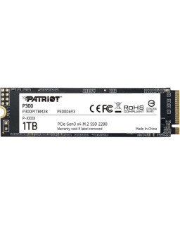 Patriot P300 (P300P1TBM28) 1TB NVMe SSD, M.2 Interface, PCIe Gen3, 2280, Read 2100MB/s, Write 1650MB/s, 3 Year Warranty