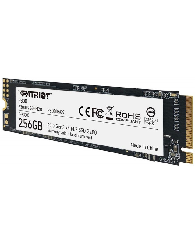 Patriot P300 (P300P256GM28) 256GB NVMe SSD, M.2 Interface, PCIe Gen3, 2280, Read 1700MB/s, Write 1100MB/s, 3 Year Warranty