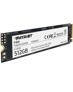 Patriot P300 (P300P512GM28) 512GB NVMe SSD, M.2 Interface, PCIe Gen3, 2280, Read 1700MB/s, Write 1100MB/s, 3 Year Warranty