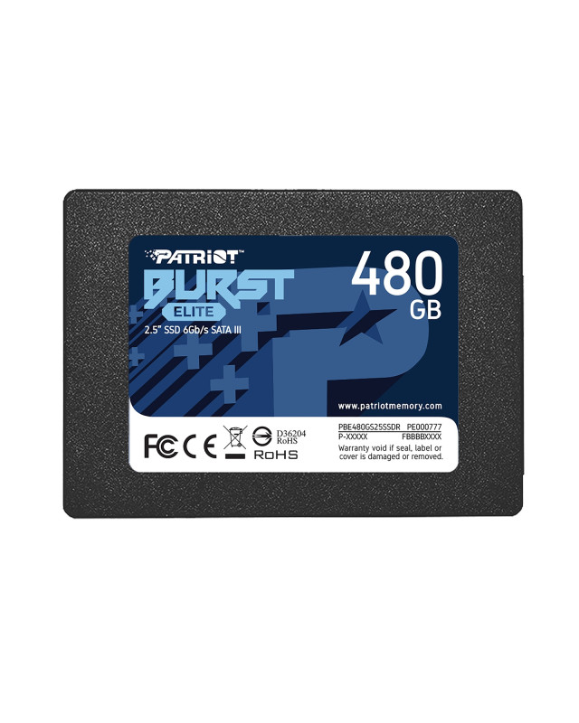Patriot Elite (PBE480GS25SSDR) 480GB 2.5 Inch SSD, Sata 3 Interface, Read 450MB/s, Write 320MB/s, 3 Year Warranty