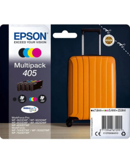Epson 405 Multipack (Original) - Black, Cyan, Magenta, Yellow DURABrite Ultra Ink Cartridges for Workforce WF-7310, 7830, 7835, 7840, Pro WF-3820, 3825, 4820, 4825, 4830 - 4-Pack