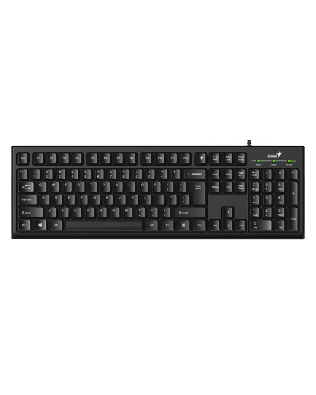 Genius KB-100 Wired Smart Keyboard, USB Plug and Play, Customizable Function Keys, Multimedia, Full Size UK Layout Design for Home or Office, Black