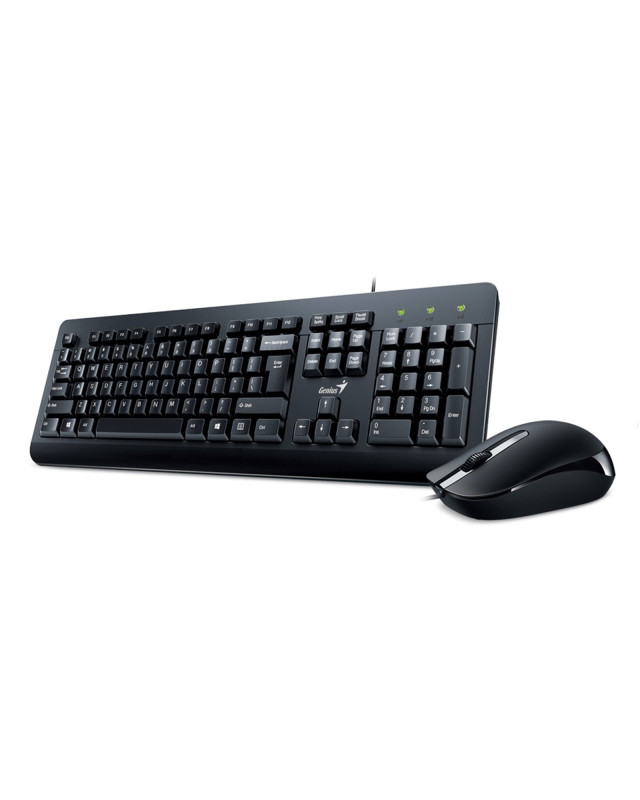 Genius KM-160 Wired Keyboard and Mouse Combo Set, USB Plug and Play, Spill resistant, Full Size UK Layout with Low Profile Keys and Optical Sensor Mouse, 1000dpi, Ergonomic design for Home or Office