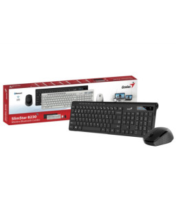 Genius SlimStar 8230 Bluetooth 5.3 and 2.4GHz Wireless Keyboard and Mouse Set, 12 Multimedia Function Keys, Full Size UK Layout, Optical Sensor Mouse, 1200dpi, Connect up to 3 devices simultaneously