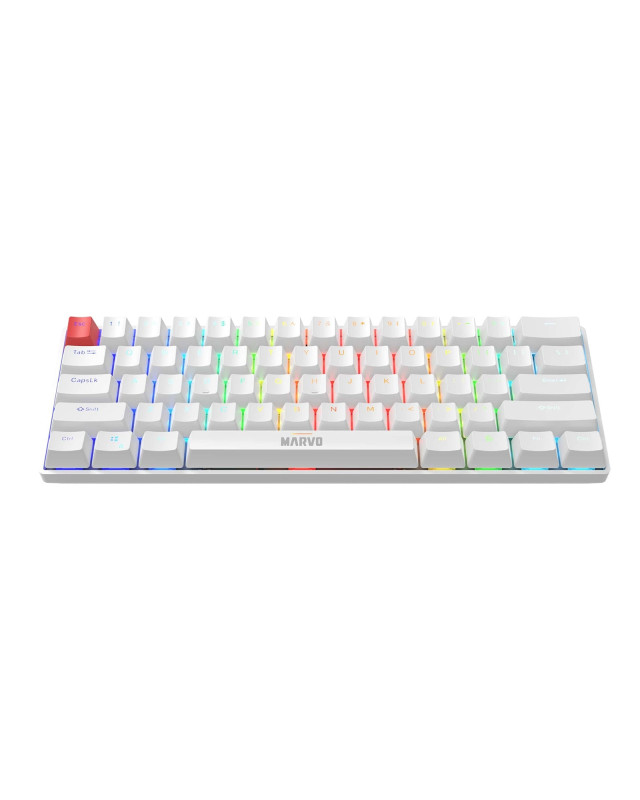 Marvo Scorpion KG933G Saber 61 Wired Mechanical RGB 60% UK Layout Gaming Keyboard (White)