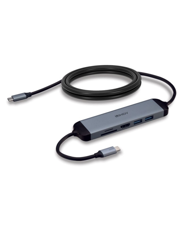 Lindy DST-Micro 140 Laptop Docking Station with USB-C, 1x 4K HDMI and Pass-Through Charging
