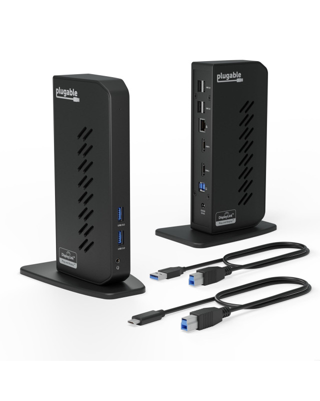 Plugable UD-3900Z USB-A/USB-C Dual Monitor Universal DisplayLink Certified Docking Station