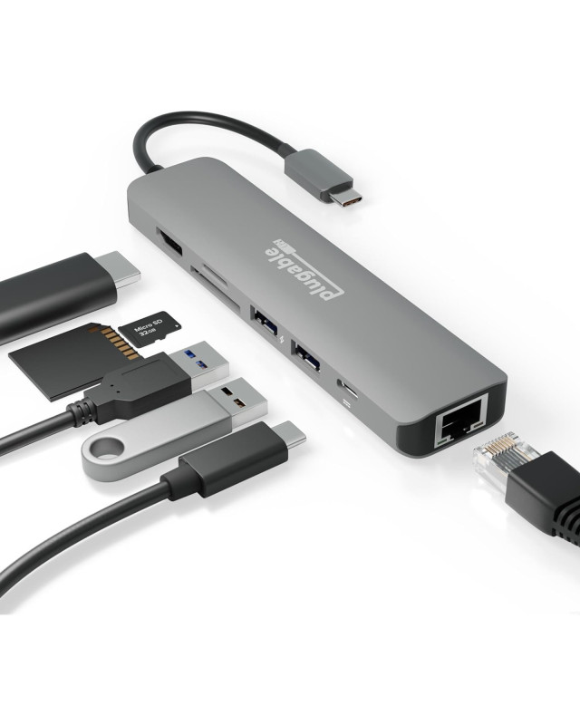 Plugable USBC-7IN1E Portable USB-C Ethernet Docking Station