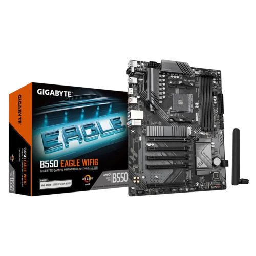 Gigabyte B550 EAGLE WIFI6 AMD AM4 Socket Motherboard, ATX, 4x DDR4 Slots, 2x M.2 Sockets, 2x USB-C Port, GbE LAN, Wi-Fi 6, 1x HD