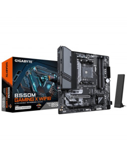 Gigabyte B550M GAMING X WIFI6 AMD AM4 Socket Motherboard, Micro-ATX, 4x DDR4 Slots, 2x M.2 Sockets, 1x USB-C Port, Fitted I/O Shield, GbE LAN, Wi-Fi 6, 1x DisplayPort / 1x HDMI Port