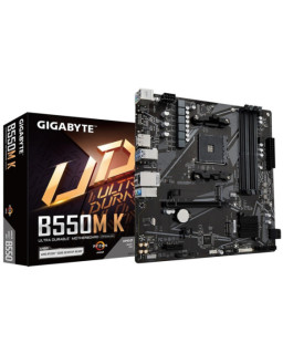 Gigabyte B550M K Ultra Durable AMD AM4 Socket Motherboard, Micro-ATX, 4x DDR4 Slots, 2x M.2 Sockets, GbE LAN, 1x DisplayPort / 1x HDMI Port