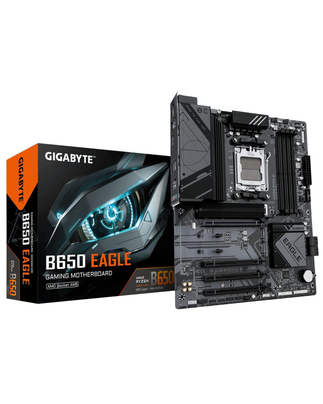 Gigabyte B650 EAGLE AMD AM5 Socket Motherboard, ATX, 4x DDR5 Slots, 3x M.2 Sockets, 2x USB-C Port, Fitted I/O Shield, GbE LAN, 1x DisplayPort / 1x HDMI Port