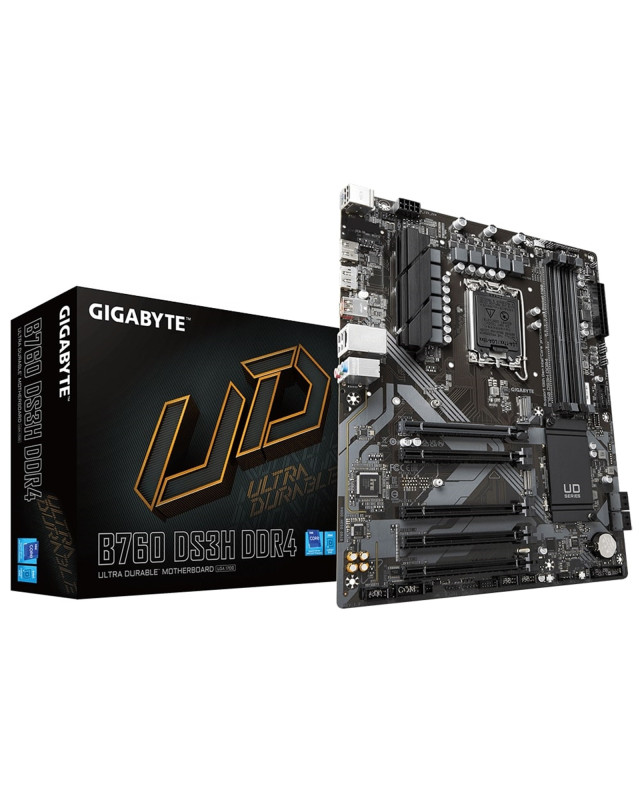 Gigabyte B760 DS3H DDR4 Ultra Durable Intel 1700 Socket Motherboard, ATX, 4x DDR4 Slots, 2x M.2 Sockets, 2x USB-C Port, GbE LAN, 1x DisplayPort / 1x HDMI Port