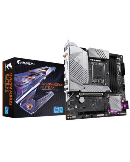 Gigabyte B760M AORUS ELITE AX Intel 1700 Socket Motherboard, Micro-ATX, 4x DDR5 Slots, 2x M.2 Sockets, 2x USB-C Port, Fitted I/O Shield, 2.5GbE LAN, Wi-Fi 6E, 1x DisplayPort / 1x HDMI Port