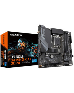 Gigabyte B760M GAMING X AX DDR4 Intel 1700 Socket Motherboard, Micro-ATX, 4x DDR4 Slots, 2x M.2 Sockets, 1x USB-C Port, Fitted I/O Shield, 2.5GbE LAN, Wi-Fi 6E, 1x DisplayPort / 1x HDMI Port
