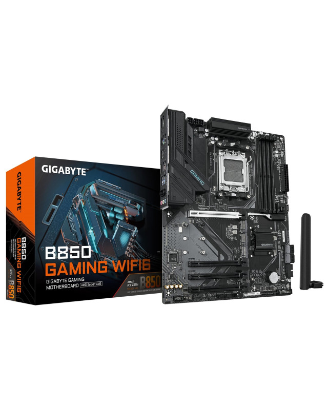 Gigabyte B850 GAMING WIFI6 AMD AM5 Socket Motherboard, ATX, 4x DDR5 Slots, 3x M.2 Sockets, 2x USB-C Port, Fitted I/O Shield, GbE LAN, Wi-Fi 6, 1x DisplayPort / 1x HDMI Port