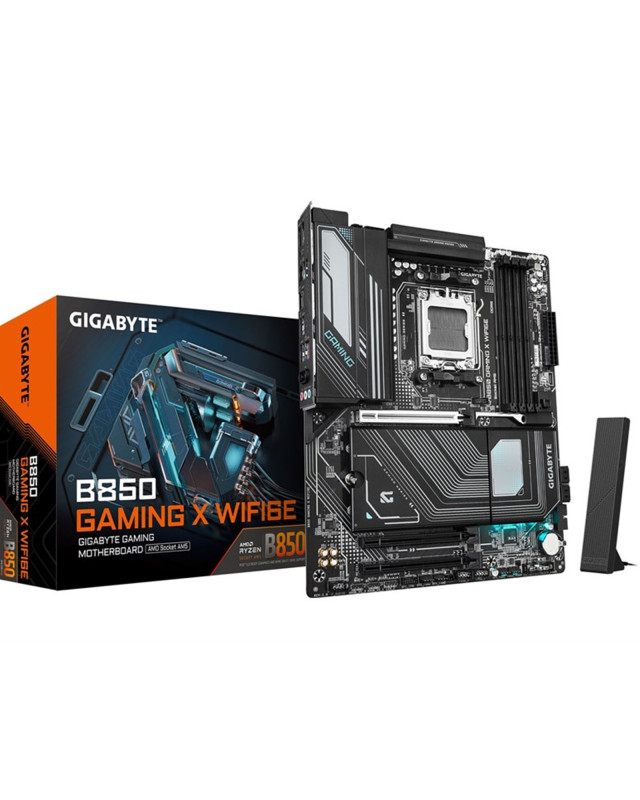 Gigabyte B850 GAMING X WIFI6E AMD AM5 Socket Motherboard, ATX, 4x DDR5 Slots, 3x M.2 Sockets, 2x USB-C Port, Fitted I/O Shield, 2.5GbE LAN, Wi-Fi 6E, 1x DisplayPort / 1x HDMI Port