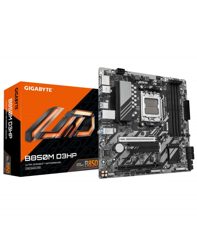 Gigabyte B850M D3HP AMD AM5 Socket Motherboard, Micro-ATX, 4x DDR5 Slots, 2x M.2 Sockets, 2x USB-C Port, GbE LAN, 2x DisplayPorts / 1x HDMI Port