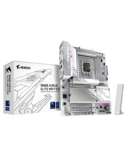 Gigabyte B860 AORUS ELITE WIFI7 ICE Intel 1851 Socket Motherboard, ATX, 4x DDR5 Slots, 3x M.2 Sockets, 2x USB-C Port, Fitted I/O Shield, 2.5GbE LAN, Wi-Fi 7, 1x DisplayPort / 2x HDMI / 1x USB-C (USB4)