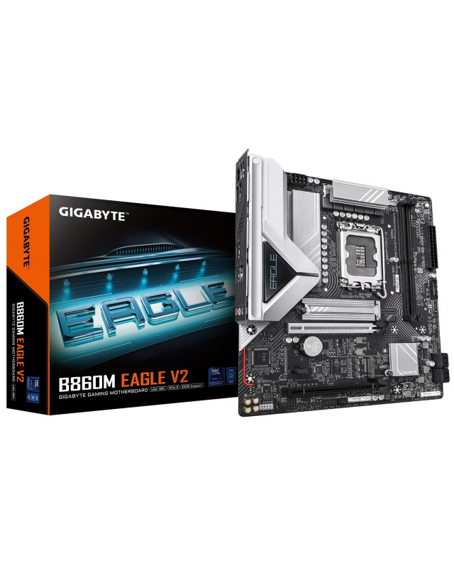 Gigabyte B860M EAGLE Intel 1851 Socket Motherboard, Micro-ATX, 2x DDR5 Slots, 2x M.2 Sockets, 1x USB-C Port, Fitted I/O Shield, 2.5GbE LAN, 1x DisplayPort / 1x HDMI Port