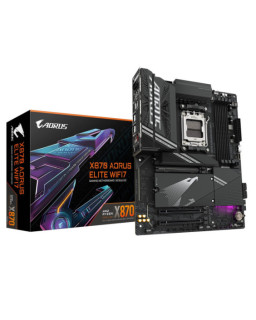 Gigabyte X870 AORUS ELITE WIFI7 AMD AM5 Socket Motherboard, ATX, 4x DDR5 Slots, 3x M.2 Sockets, 3x USB-C Port, Fitted I/O Shield, 2.5GbE LAN, Wi-Fi 7, 2x HDMI Port / 2x USB-C (USB4)