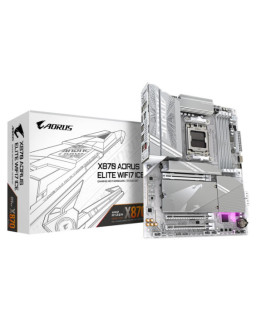 Gigabyte X870 AORUS ELITE WIFI7 ICE AMD AM5 Socket Motherboard, ATX, 4x DDR5 Slots, 4x M.2 Sockets, 3x USB-C Port, Fitted I/O Shield, 2.5GbE LAN, Wi-Fi 7, 2x HDMI Port / 2x USB-C (USB4)