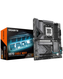 Gigabyte X870 EAGLE WIFI7 AMD AM5 Socket Motherboard, ATX, 4x DDR5 Slots, 3x M.2 Sockets, 3x USB-C Port, Fitted I/O Shield, 2.5GbE LAN, Wi-Fi 7, 1x HDMI Port / 2x USB-C (USB4)