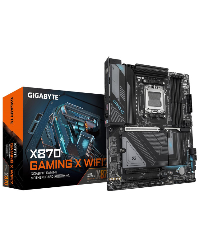 Gigabyte X870 GAMING X WIFI7 AMD AM5 Socket Motherboard, ATX, 4x DDR5 Slots, 3x M.2 Sockets, 3x USB-C Port, Fitted I/O Shield, 2.5GbE LAN, Wi-Fi 7, 1x HDMI Port / 2x USB-C (USB4)