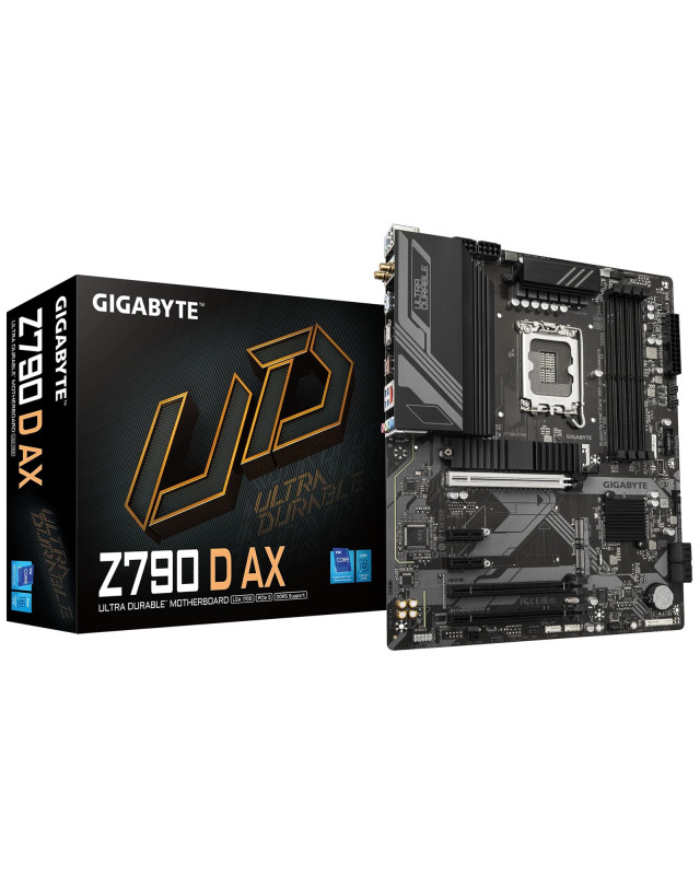 Gigabyte Z790 D AX Ultra Durable Intel 1700 Socket Motherboard, ATX, 4x DDR5 Slots, 3x M.2 Sockets, 2x USB-C Port, 2.5GbE LAN, Wi-Fi 6E, 1x DisplayPort / 1x HDMI Port