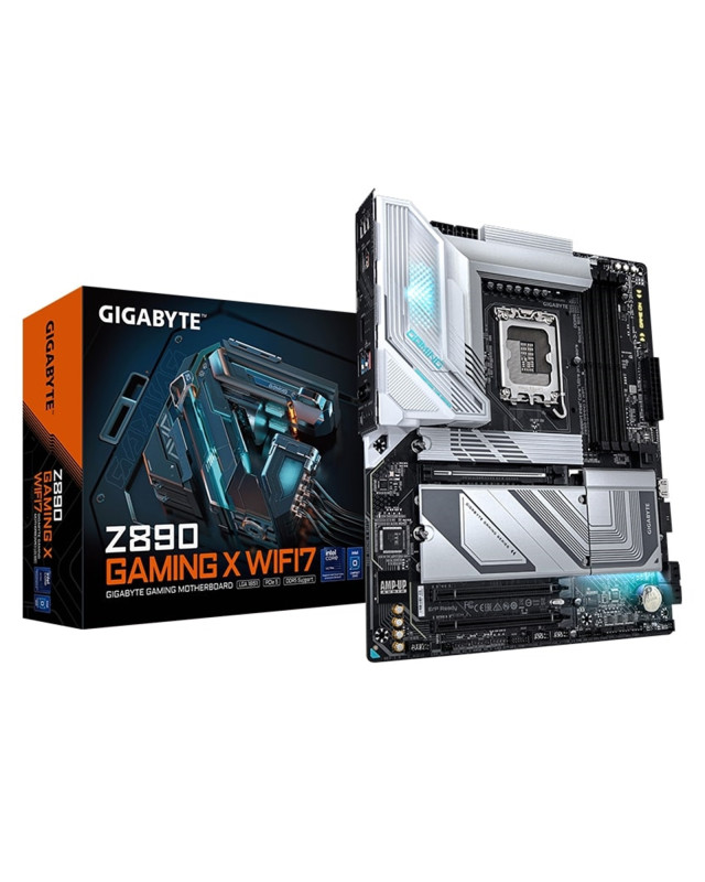 Gigabyte Z890 GAMING X WIFI7 Intel 1851 Socket Motherboard, ATX, 4x DDR5 Slots, 4x M.2 Sockets, 2x USB-C Port, Fitted I/O Shield, 2.5GbE LAN, Wi-Fi 7, 1x DisplayPort / 1x HDMI / 1x USB-C (USB4)